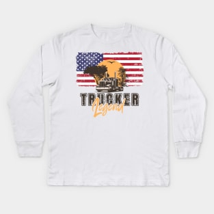 USA Husband dad trucker  legend Kids Long Sleeve T-Shirt